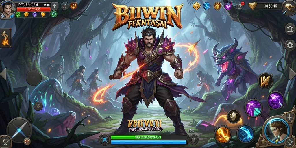 Menampilkan momen epik pertarungan dalam game RPG BIWIN.