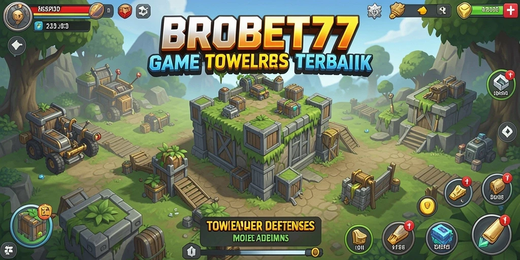 Tampilan gameplay BROBET77 yang menampilkan strategi Tower Defense.