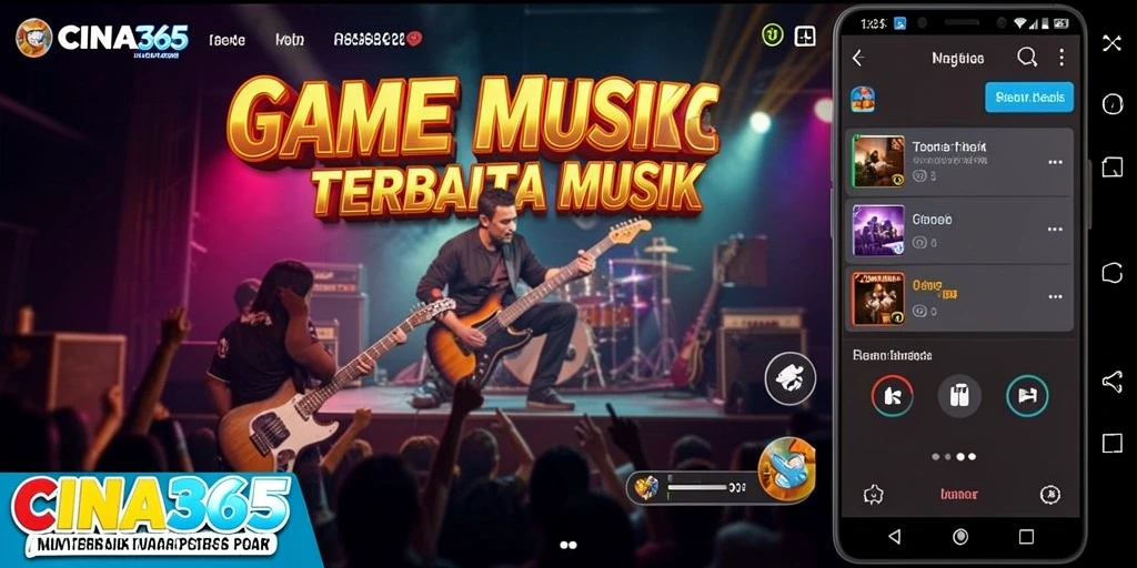 Tampilan gameplay seru di CINA365 dengan berbagai lagu.