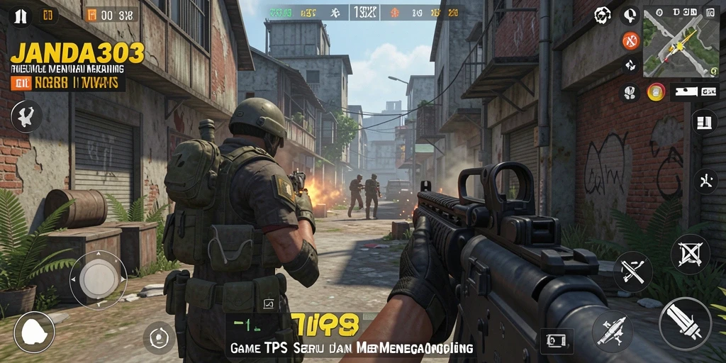 Tangkapan layar gameplay JANDA303 menunjukkan aksi pertempuran yang mendebarkan.
