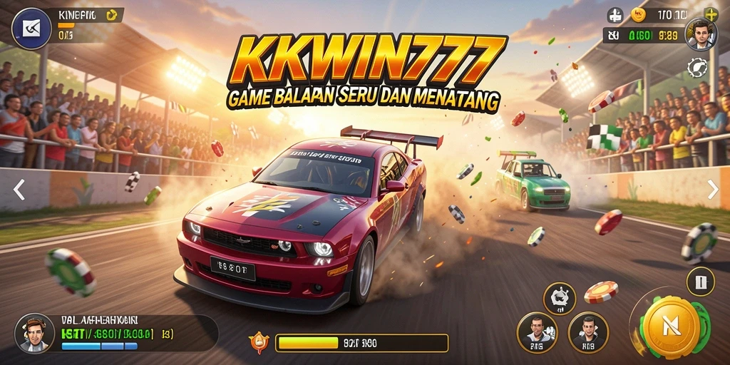 Screenshot gameplay KKWIN777 menunjukkan aksi balapan yang seru dan mendebarkan.