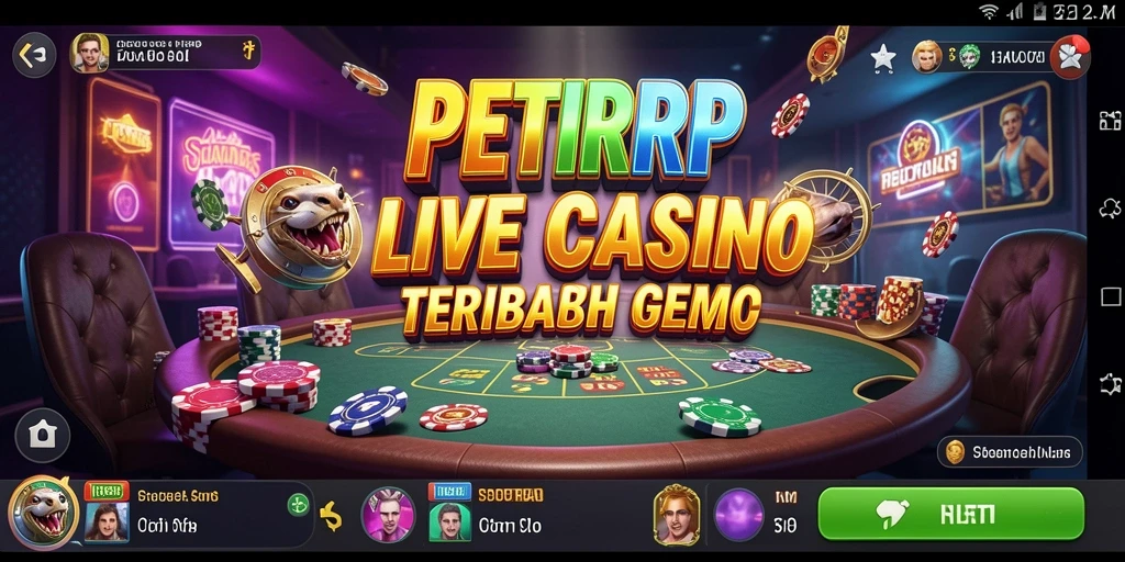 Screenshot gameplay PETIRRP menunjukkan dealer langsung berinteraksi dengan pemain.
