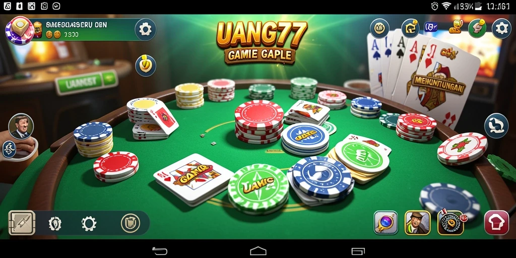 Tampilan gameplay UANG77 yang menarik dan interaktif saat bermain Gaple.