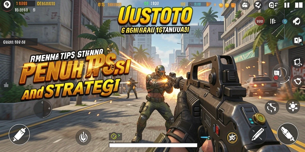 Tampilan gameplay intens dari UUSTOTO di lingkungan pertempuran.